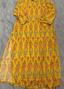 Vibrant Yellow Printed Kurta