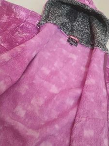 Pink Printed Zip-Up Hoodie