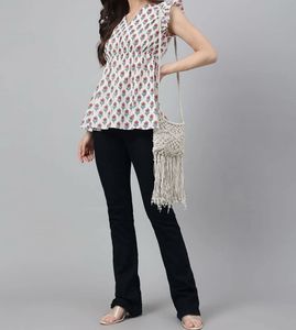 casual ruffles sleeves top