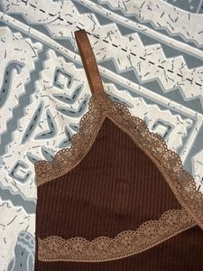 H&amp;M Brown Lace Cami Top