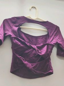 Stylish Purple Cropped Top with open back