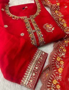 Combo of 2 Stunning Red Embroidered Kurta Set