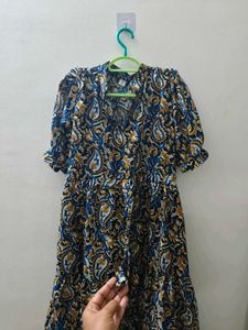 Boho Paisley Print Puff Sleeve Dress
