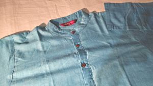 Men's Blue Cotton Kurta