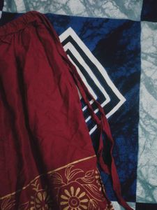 Women Printed Flared Maroon Skirt