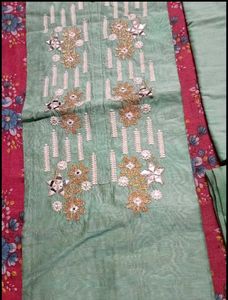 Elegant Mint Kurta meterial with Embroidery