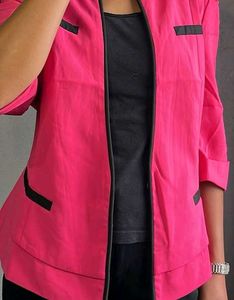 Vibrant Pink Open Front Blazer