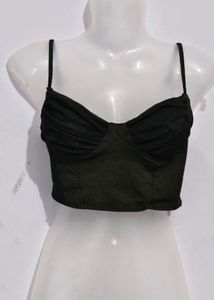 Chic Black Ruffled Bustier Top