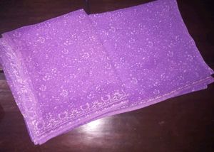 purple flower printed saree with beautiful munthan