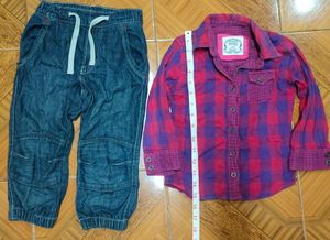 Red Tag Size 2 To 3yrs Girls Shirt N Jeans Pair.