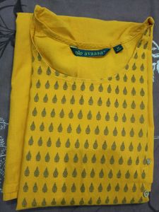 Avaasa Mustard Printed Kurti - Size M