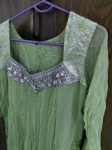 Green Embellished Kurta