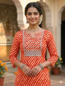 Rayon Leheriya Kurti with Sequins work