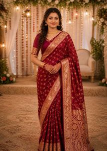 Premium Maroon Banarasi Silk Saree
