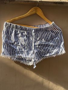 Blue Striped Pajama Shorts