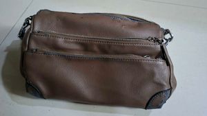 Brown Faux Leather Crossbody Bag