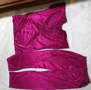 Premium 6-Piece Wine Satin Nightwear Set - Super S