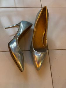 Silver Pointed Toe Heels