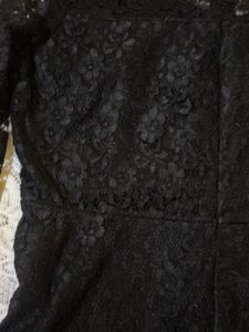 Black Party Lace Mock Neck Dress