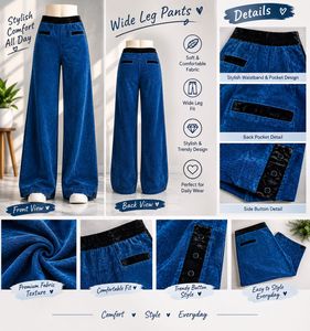 Stylish Wide Leg Corduroy Velvet Pants