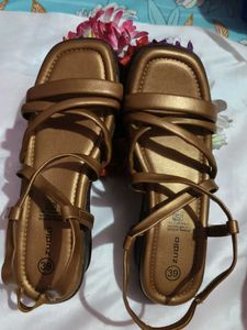 Stylish Gold Flat Sandals