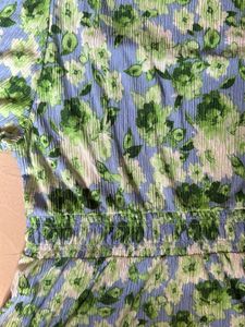 Blue Floral Square Neck Top