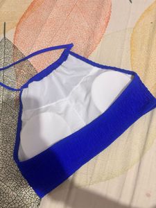 Vibrant Blue Textured Bikini Top