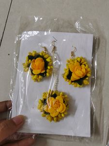 Haldi Ceremony Yellow Earrings Pack Of 2
