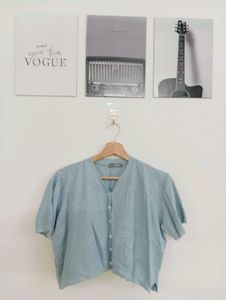 Light Blue Button-Up Top