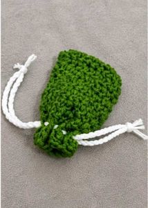 Handmade Green Crochet Drawstring Pouch