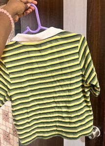 Striped Collared Crop Top
