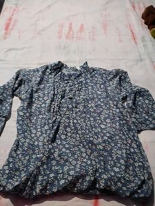 Blue Floral Long Sleeve Top