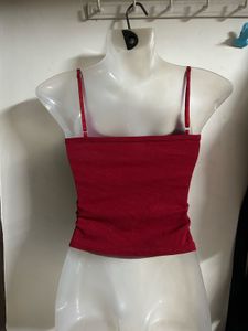 Red Spaghetti Strap Crop Top