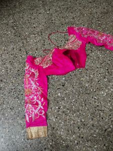 Price dropped Teal Saree  Pink Border with blouse