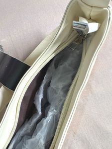 Cream Shoulder Bag with Silver Buckle