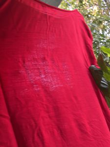 Women Red Bell Sleeves Kurta