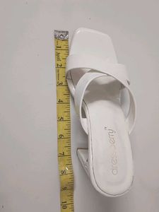 Chic White Block Heel Slides