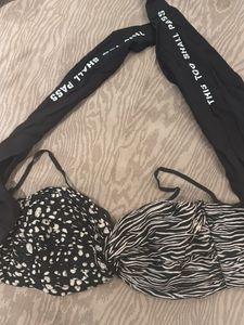Stylish Mix-Print Silk Bikini/Bandeau Top
