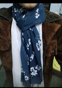 Floral Print Dupatta/Scarf blue white