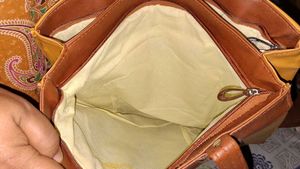 Stylish Yellow &amp; Brown Handbag