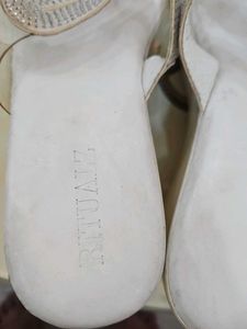 Sparkly White Flat High Heels Sandals