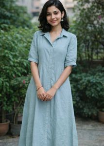 Elegant Blue Shirt Dress