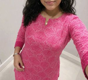 Pink Printed Kurta (XS)