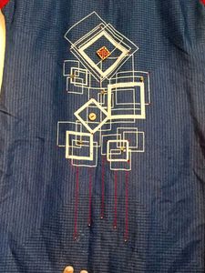 Blue Kurta with Geometric Print