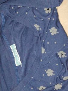 korean Navy Floral Print Top