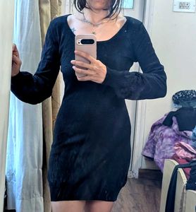 Chic Black Knit Mini Dress