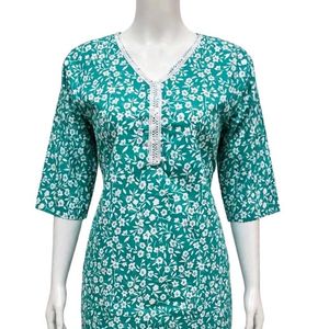 Green Floral Cotton Night Suit