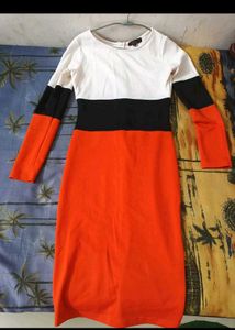 Color Block Long Sleeve Dress