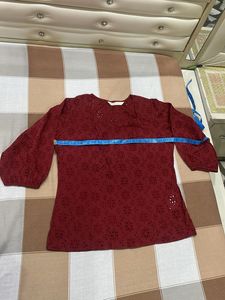Chic Eyelet Long Sleeve Blouse