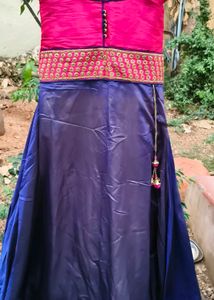 Designer Pink &amp; Blue Lehenga Choli Set